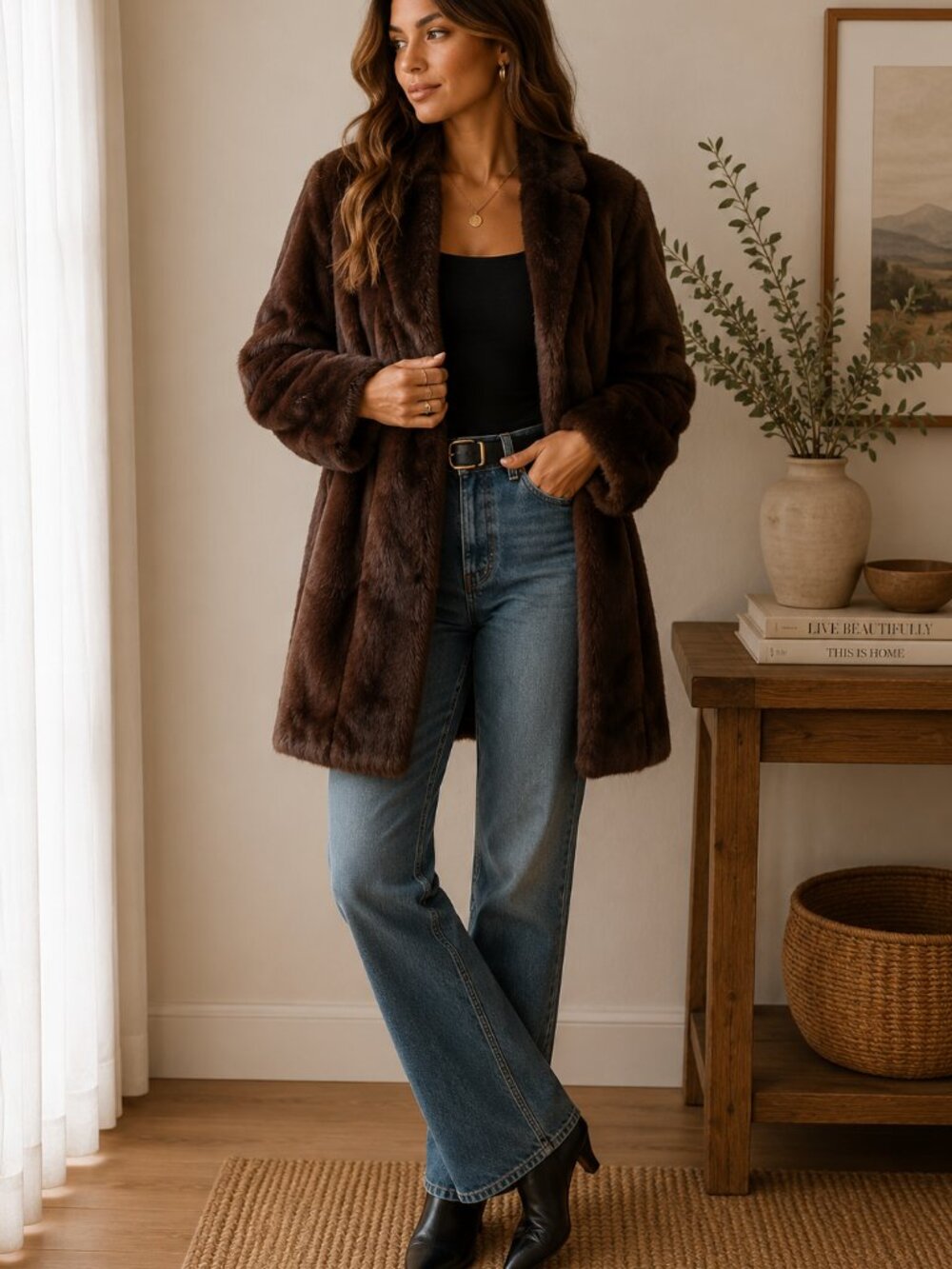 Vintage Kersten’s Furs Brown Genuine Fur Coat Longline 70s Statement ✨